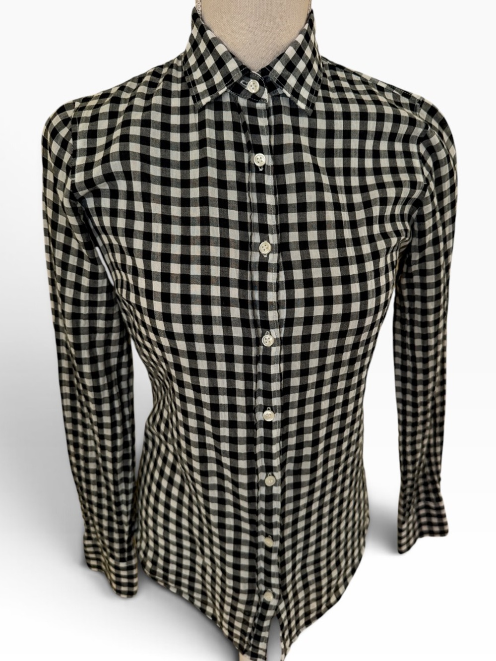 J. Crew "The Perfect Shirt" Black & White Gingham Button-Up Shirt XXS